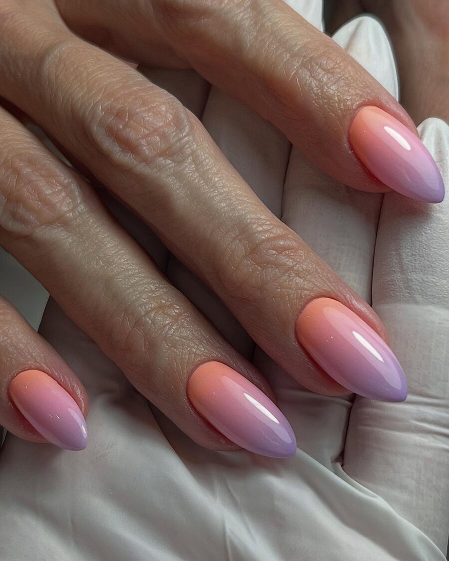 Stylish ombre baby boomer nails in pastel hues
