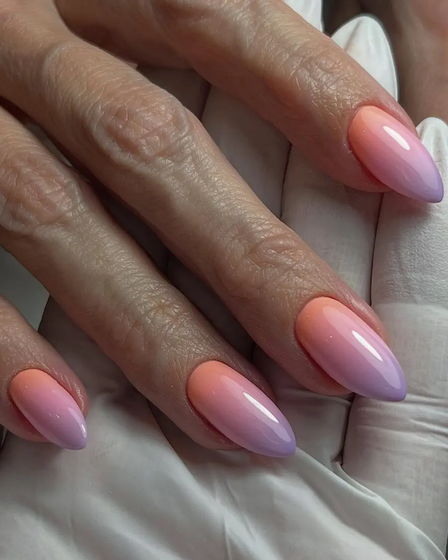 Stylish ombre baby boomer nails in pastel hues