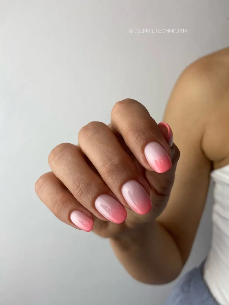Chic Pink Ombre Effect on Baby Boomer Nails