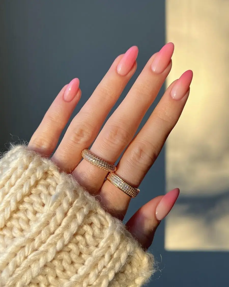 Stylish Baby Boomer Nails with Pink Ombre
