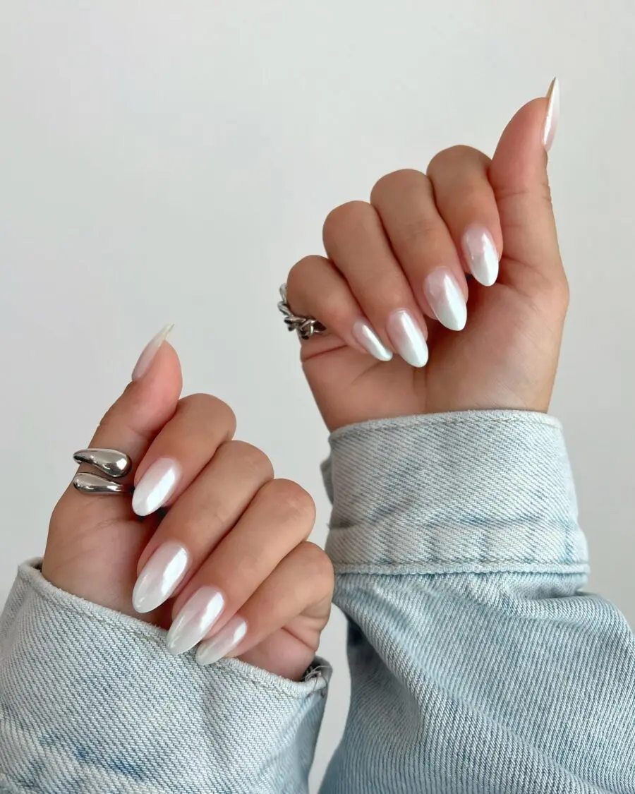 Chic white baby boomer nail design