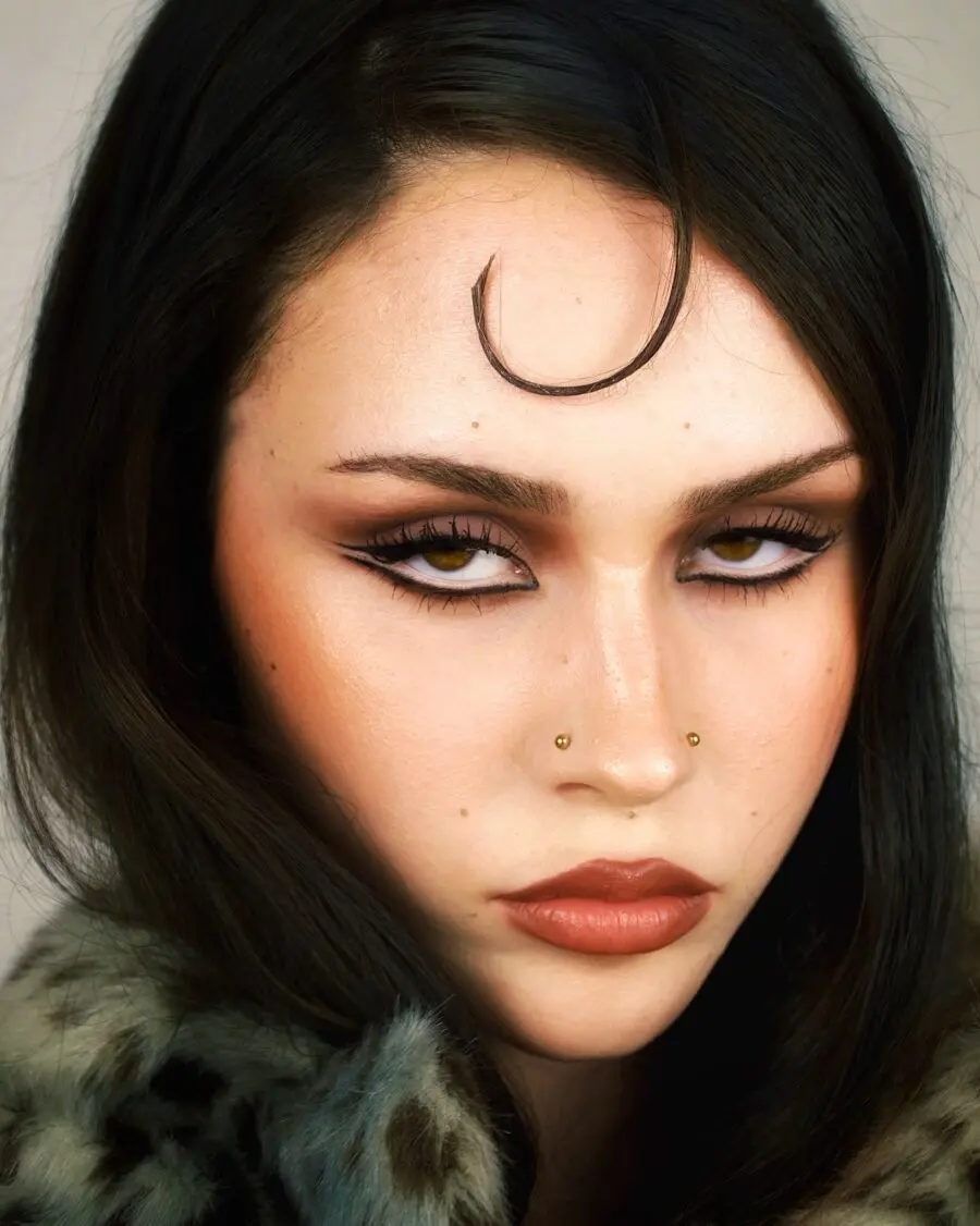 Fierce baddie makeup with bold eyeliner