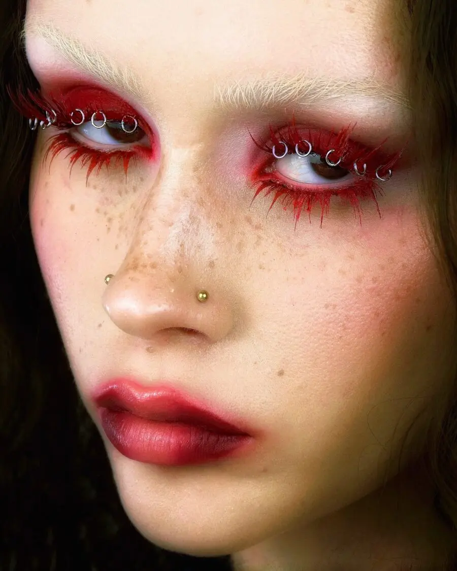 Dramatic Red Eyes and Bold Lips