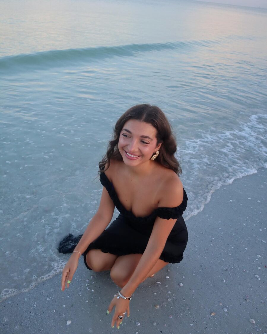 Chic Black Dress by the Shoreline