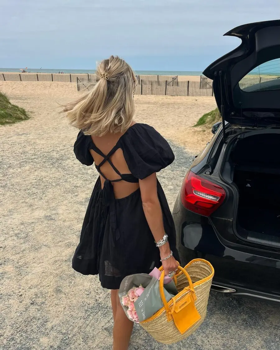 Chic black dress perfect for beach outings