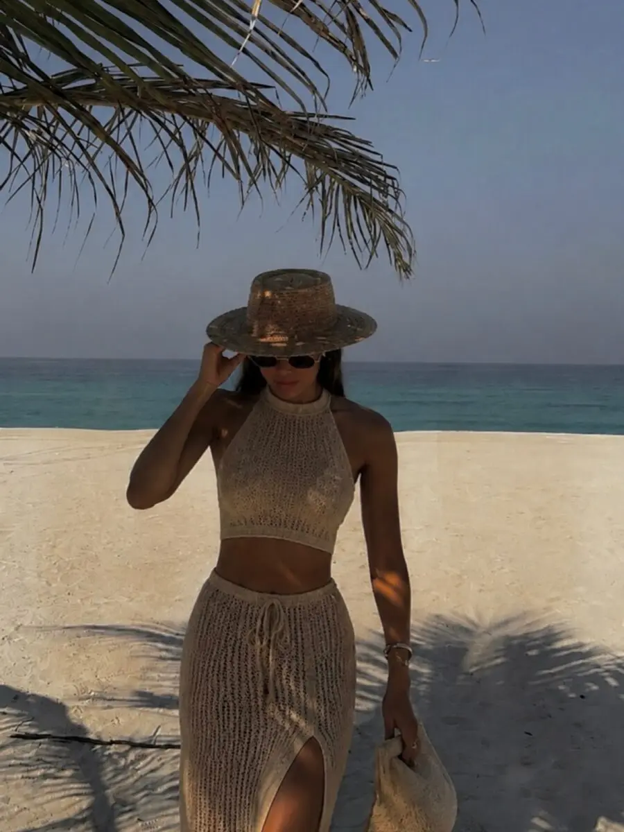 Chic knit beach outfit perfect for summer