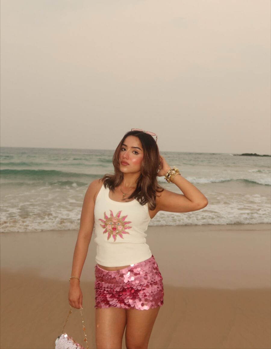 Vibrant beach outfit for sunny days