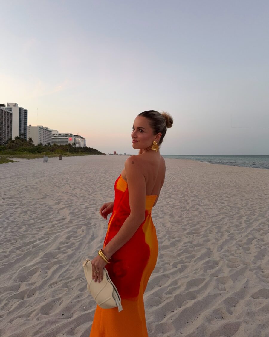 Vibrant beach dress for sunset strolls
