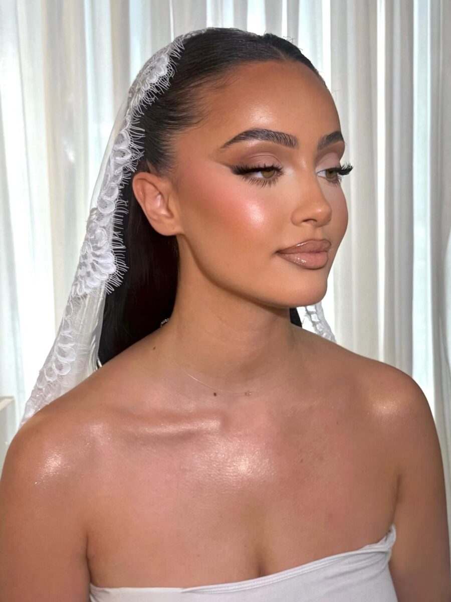 Radiant bridal look with modern elegance.