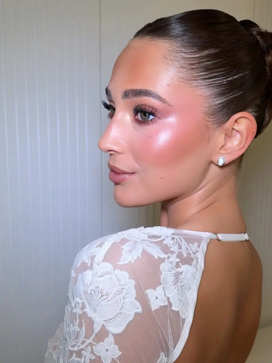 Glowing bridal makeup with soft elegance