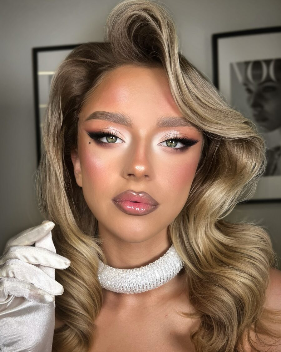 Glamorous bridal look with radiant glow