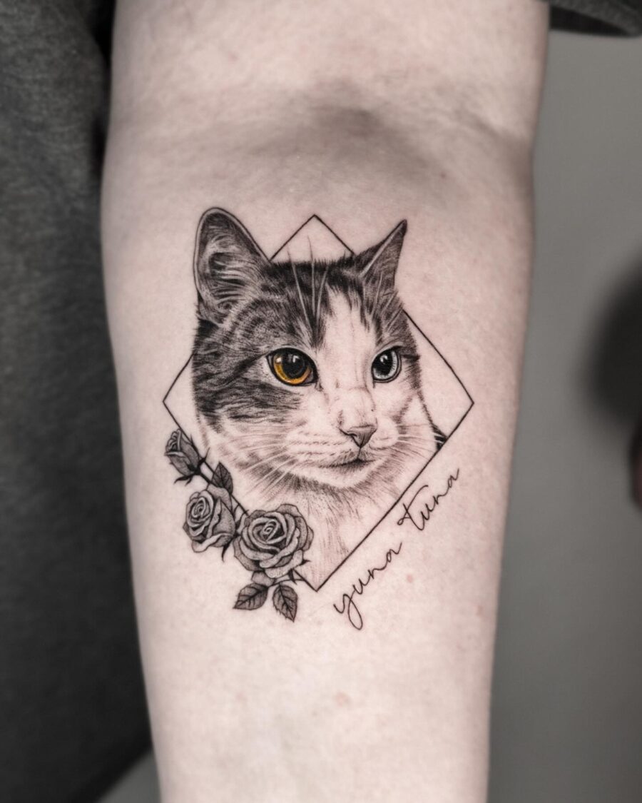 Detailed portrait tattoo honoring a beloved pet