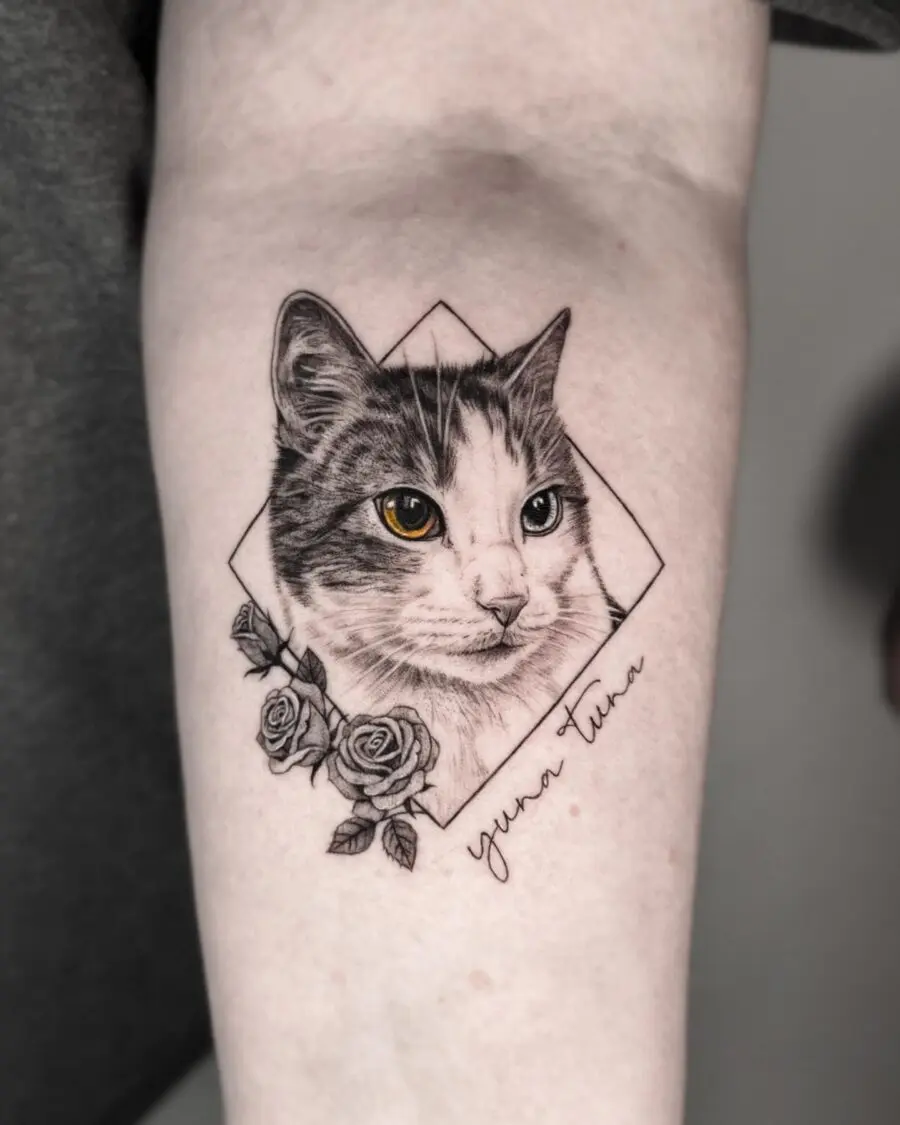 Detailed portrait tattoo honoring a beloved pet