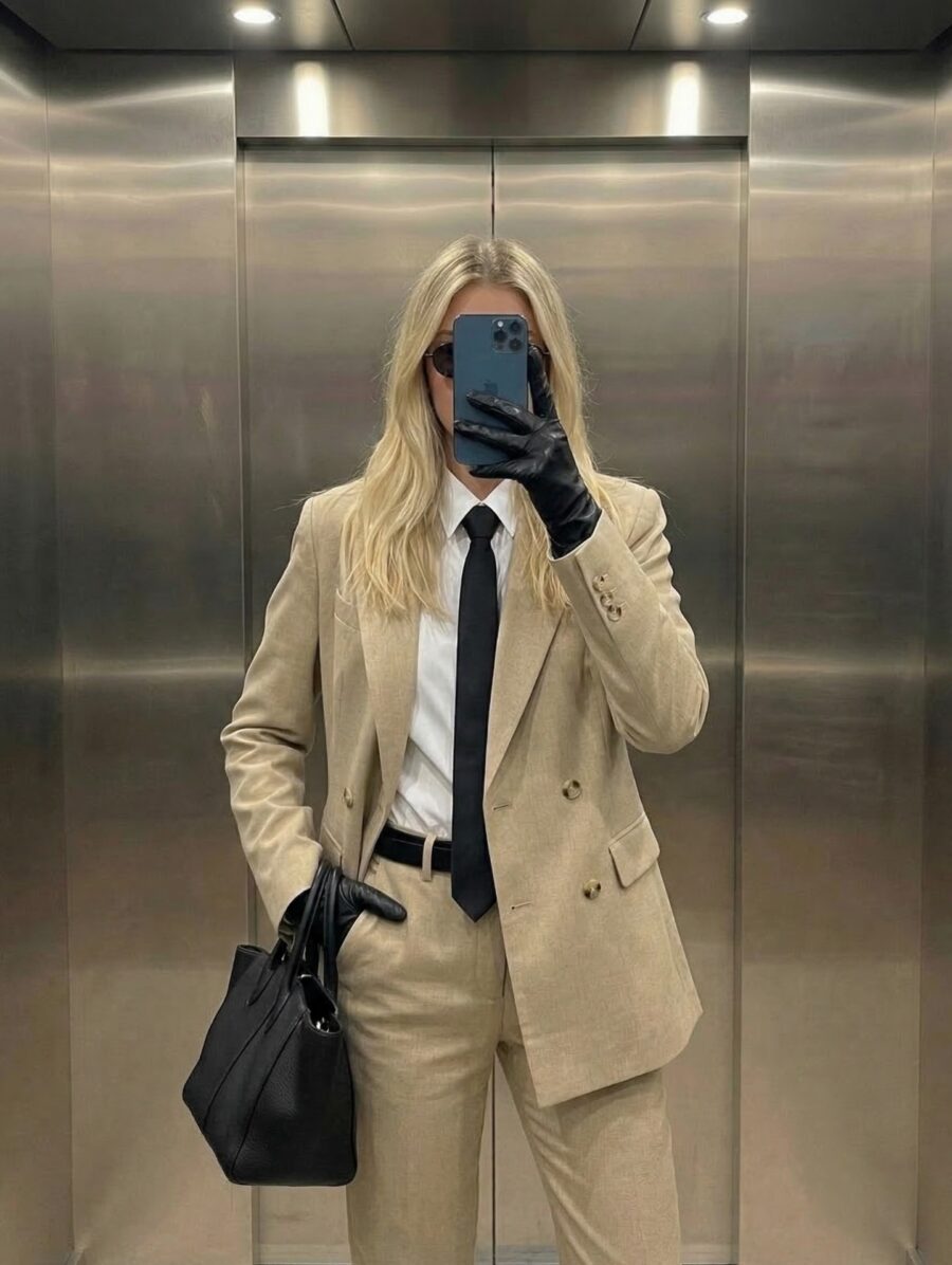 Stylish beige suit for modern elegance
