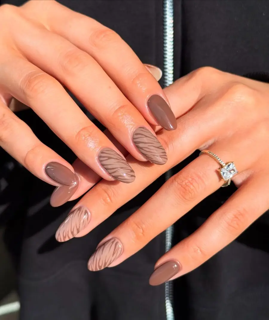 Stylish fall nails with geometric patterns