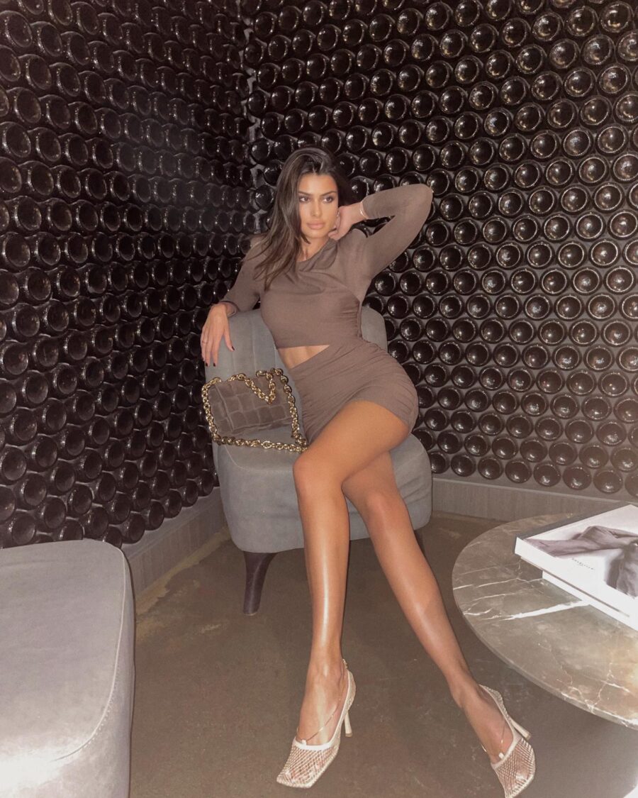 Chic mocha cutout dress for night outings