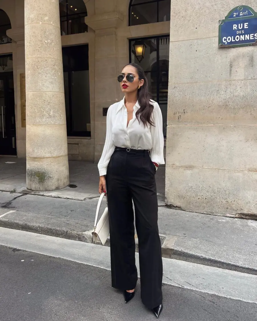 Chic black and white office outfit inspiration