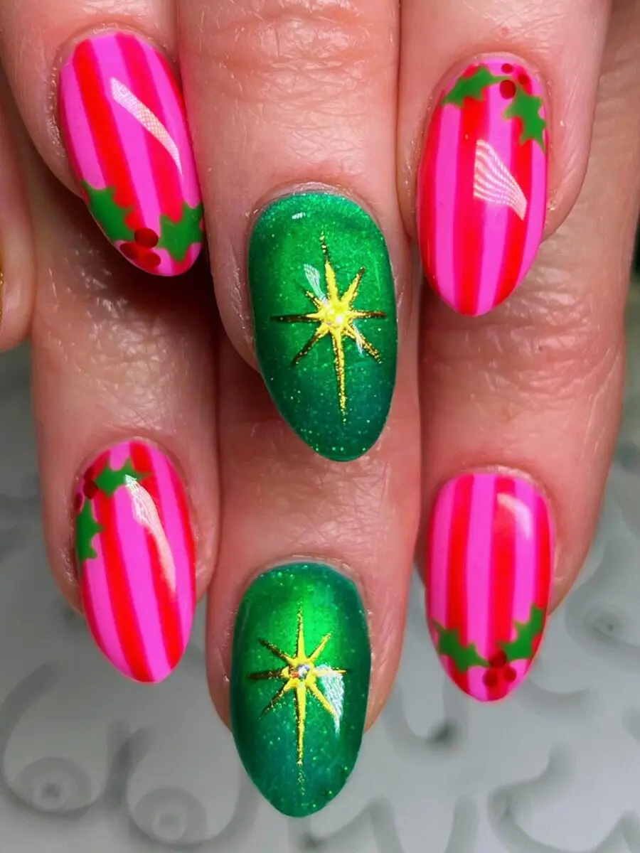 Festive and Colorful Holiday Nail Art