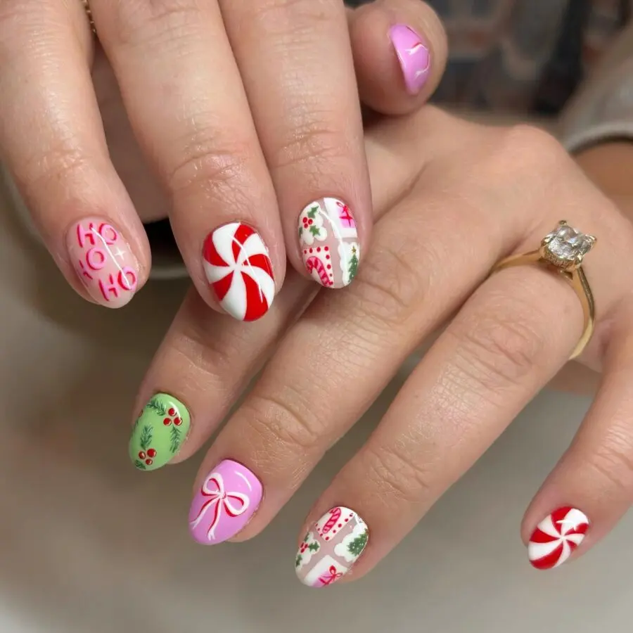 Festive holiday nails with playful designs