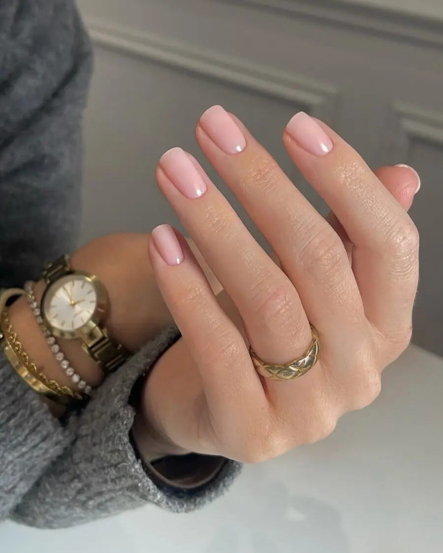 Stylish minimalist pink clean girl nails