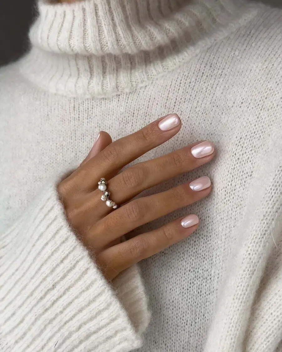Chic Clean Girl Nail Style with Pearls