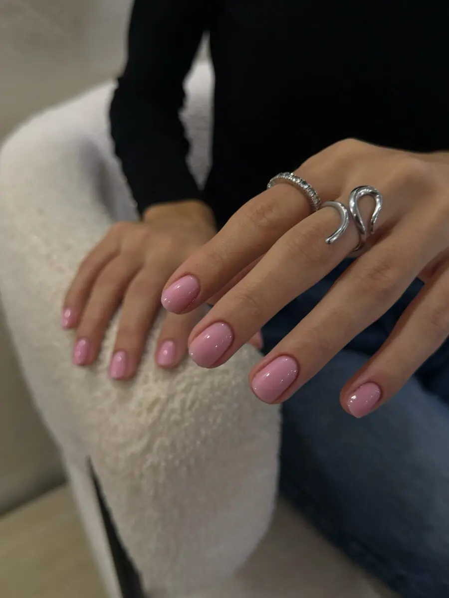 Elegant pink nails with a sleek finish