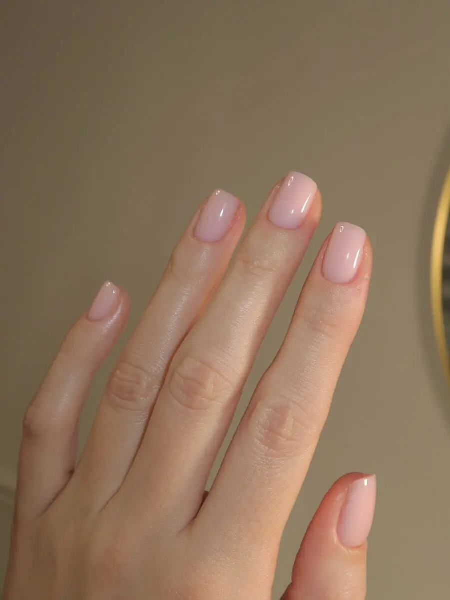 Elegant natural pink clean girl nails
