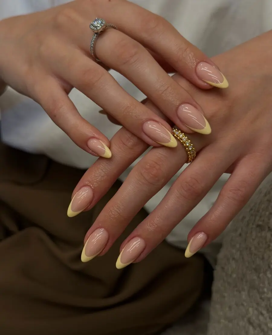 Chic yellow French tip nail design