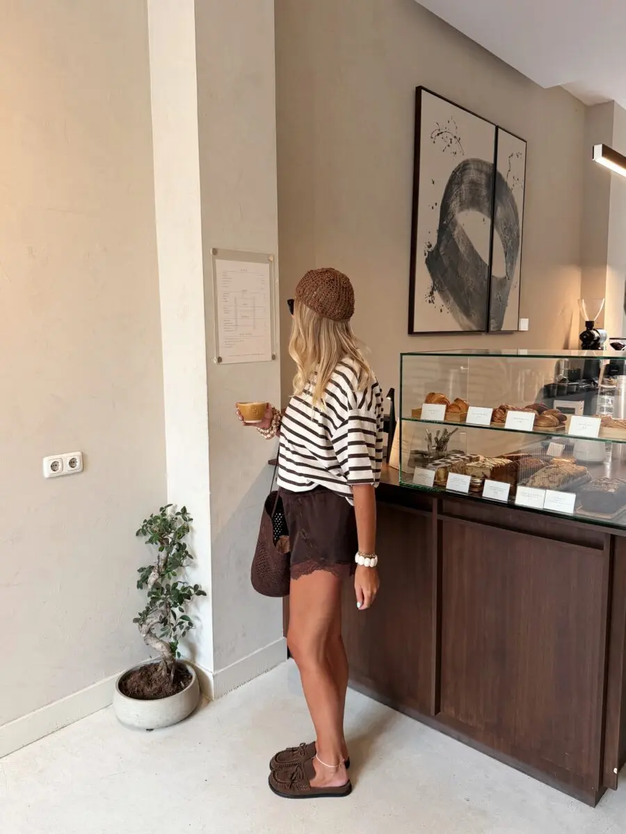 Chic striped top paired with casual shorts