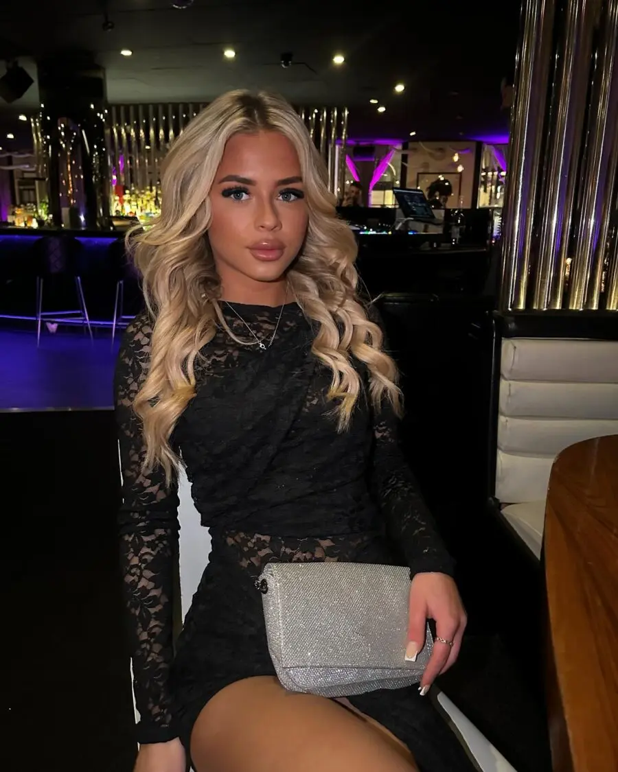 Chic Black Lace Dress with Sparkly Accessories