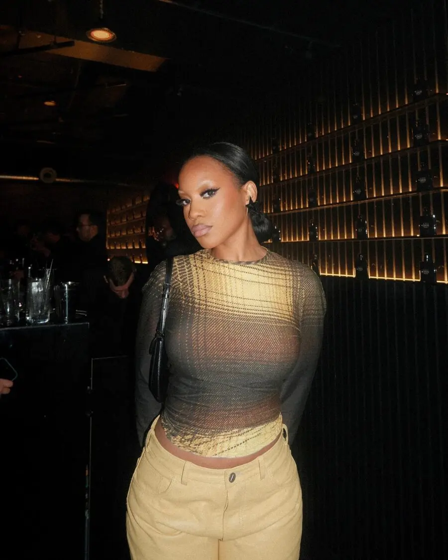 Chic and edgy club outfit for nightlife.