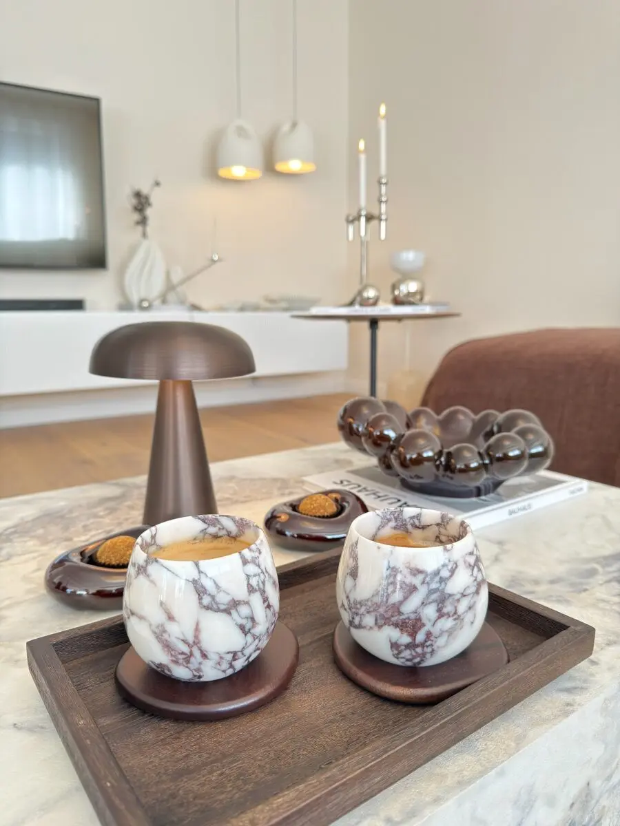 Elegant marble candle holders with modern accents