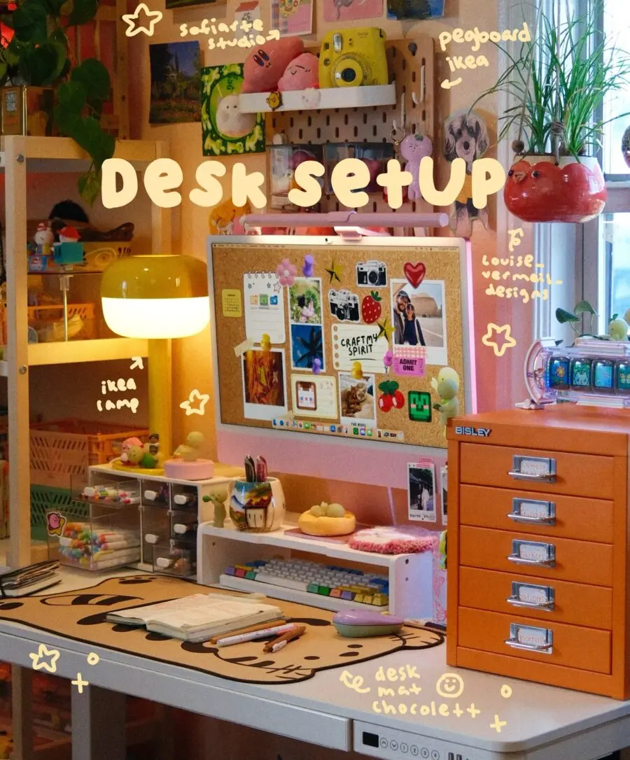 Charming, creative desk setup for inspiration