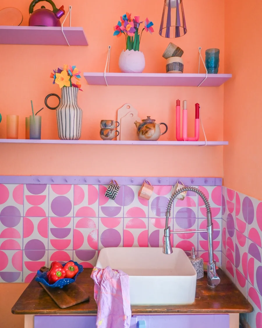 Vibrant kitchen with playful decor accents