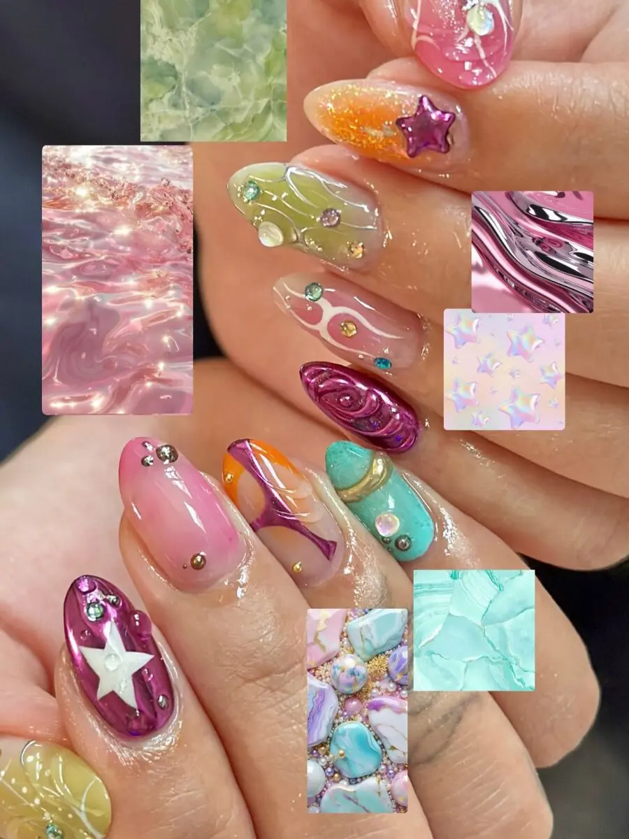 Vibrant Y2K-inspired nail art collection