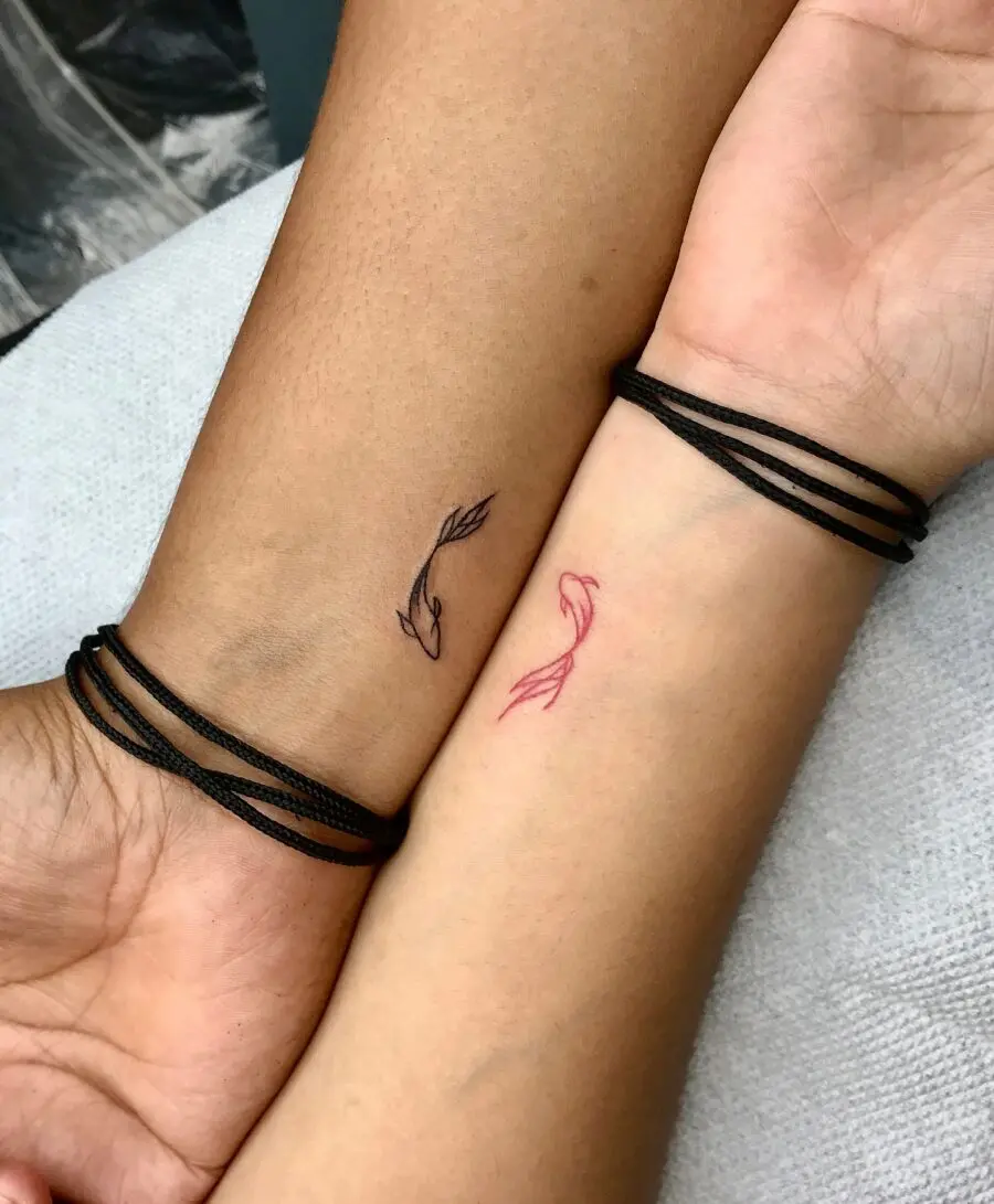 Minimalist couple tattoos showcasing love and connection