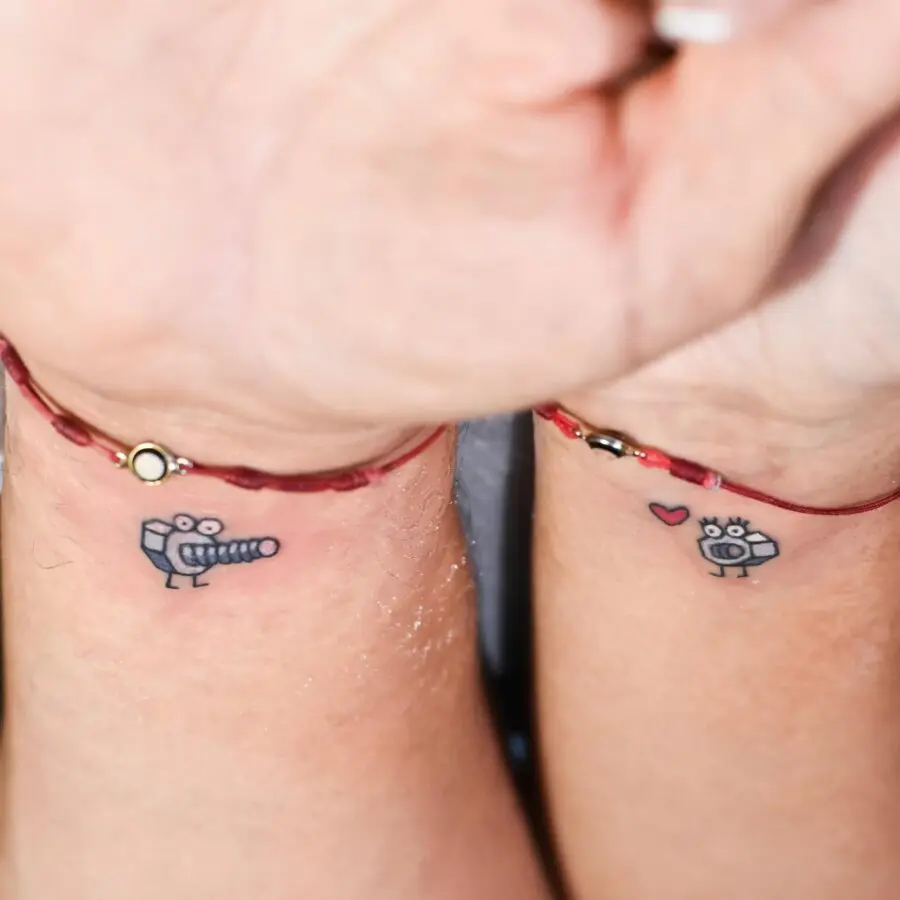 Adorable couple tattoos with playful designs