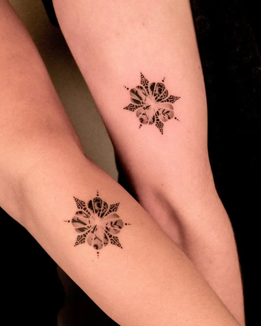 Elegant floral tattoos for couples showcasing unity