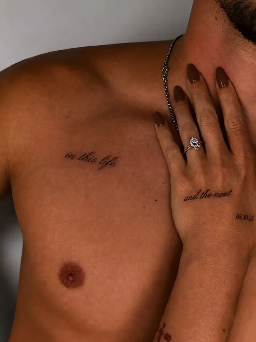 Intimate couple tattoo celebrations of love