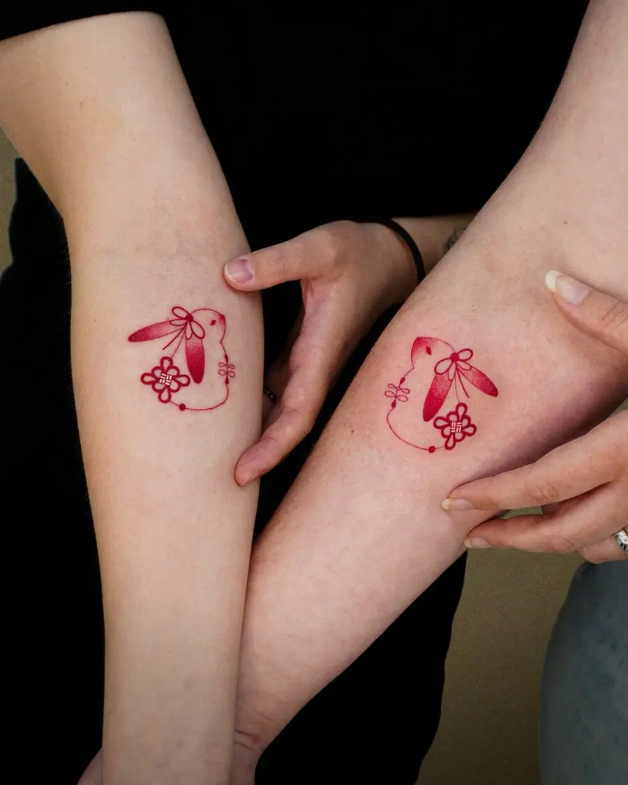 Cute rabbit tattoos for couples' connection