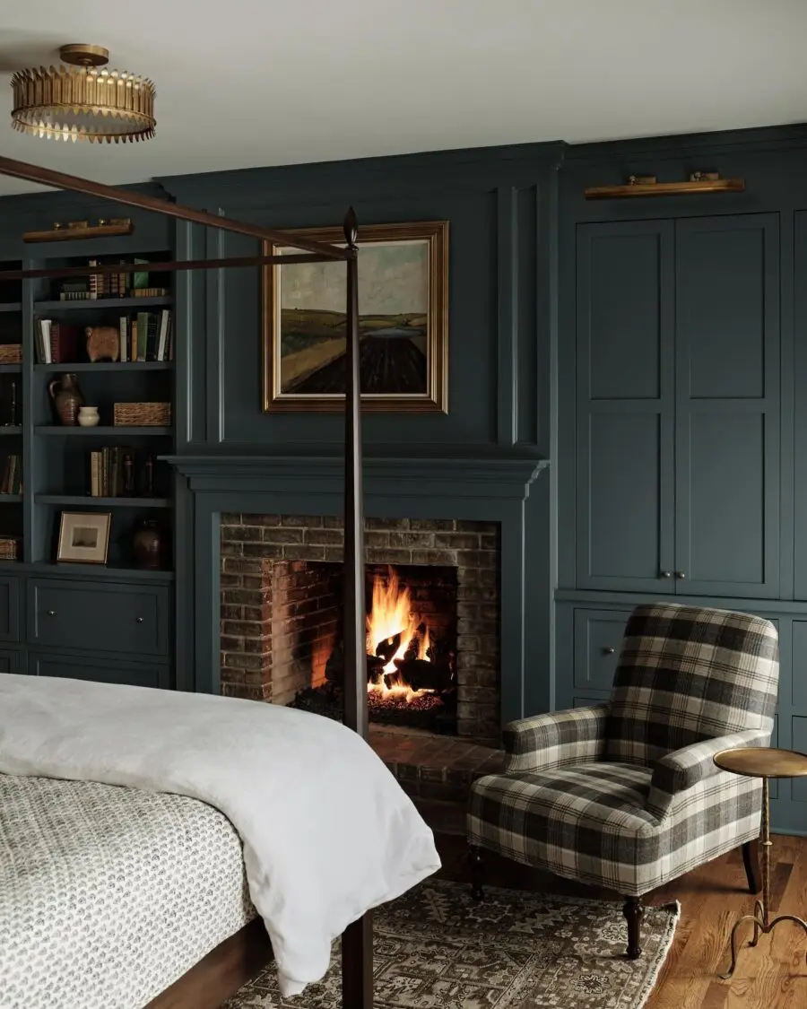 Stylish and Warm Bedroom with Fireplace