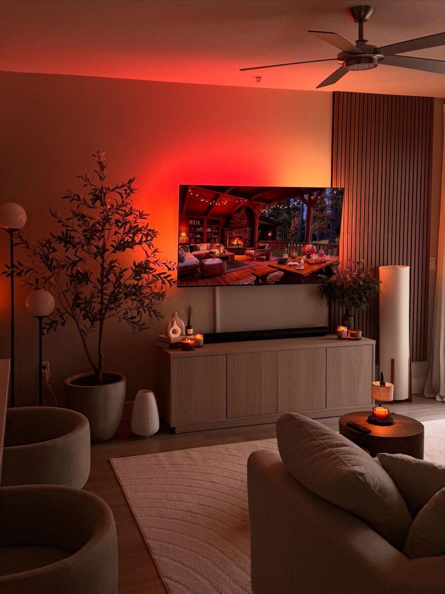 Warm and inviting tv unit decor setup