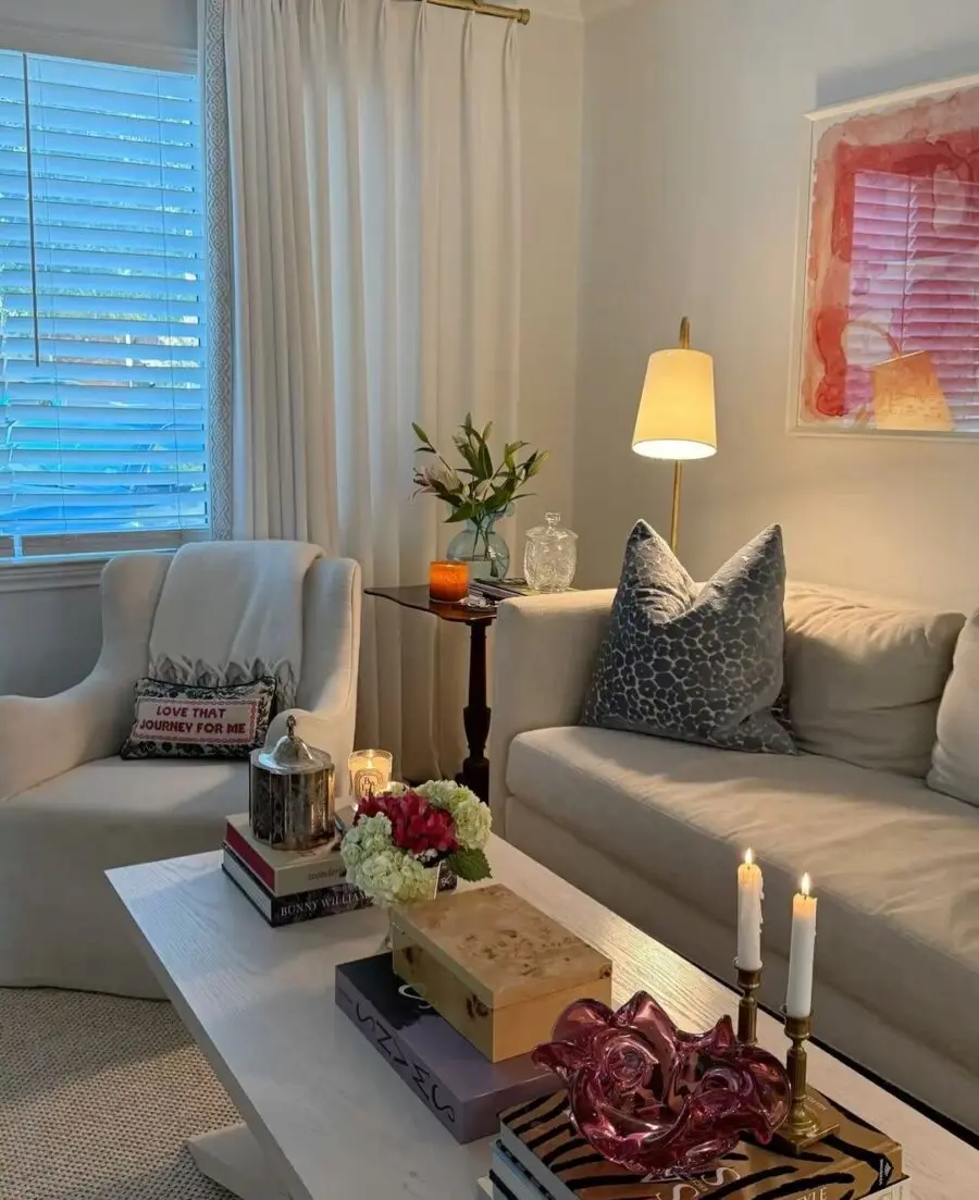 Stylish and Cozy Coffee Table Setup