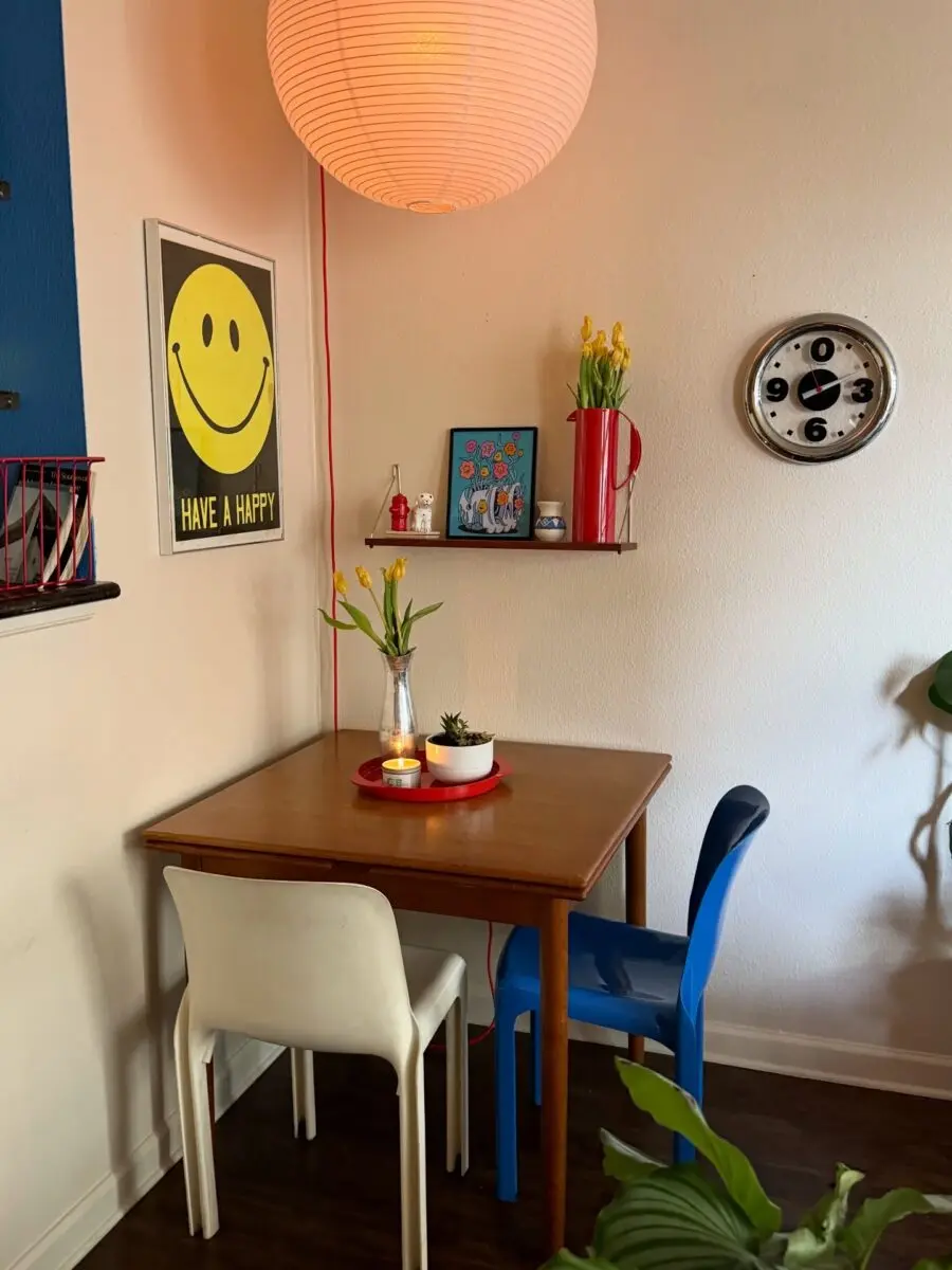 Colorful dining space with cheerful accents