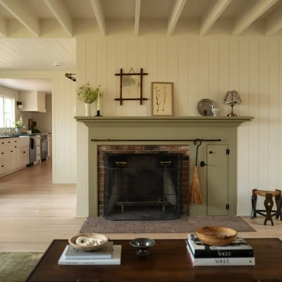 Charming rustic fireplace with decor accents