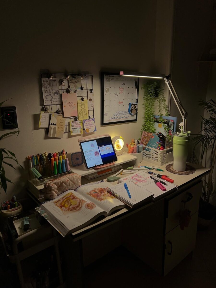 Inspiring study desk with vibrant decor elements