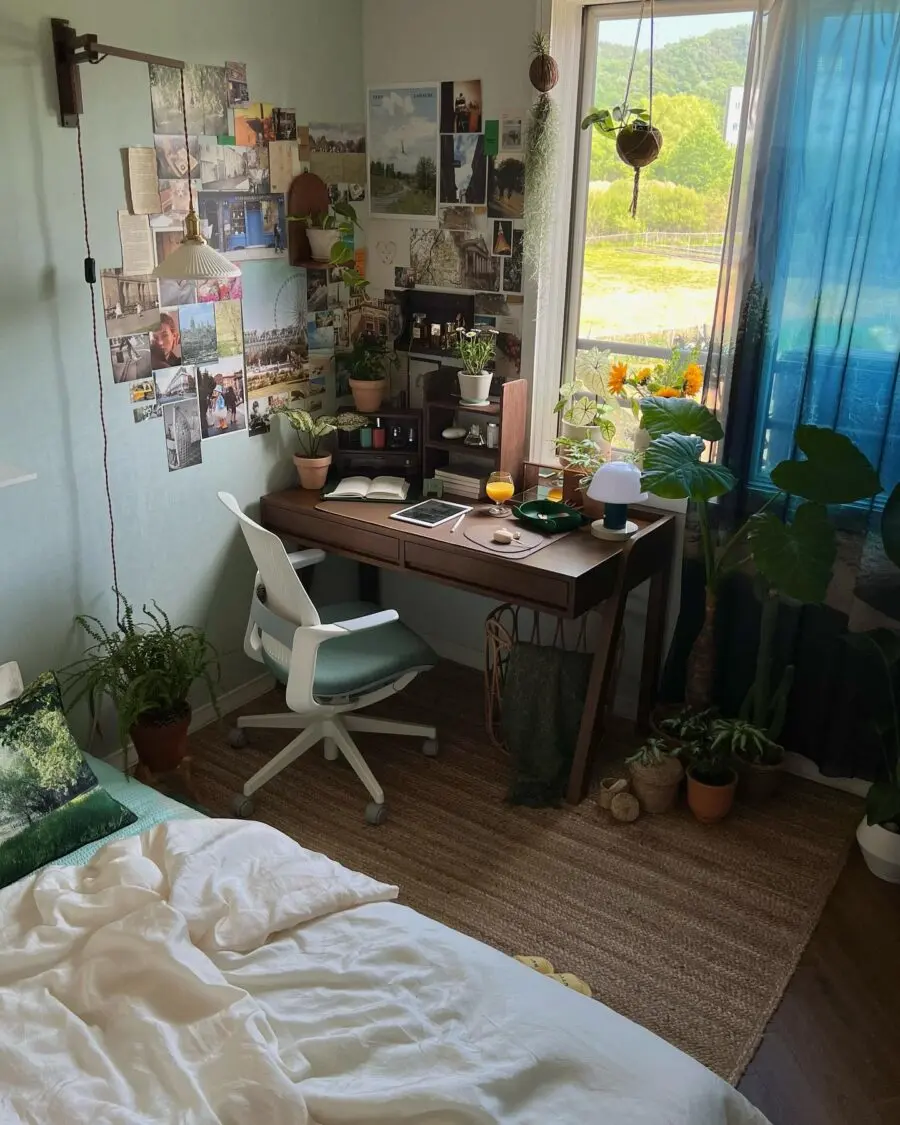 Charming study desk with nature-inspired decor