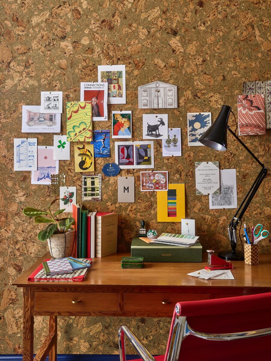 Charming wall gallery for creative study space