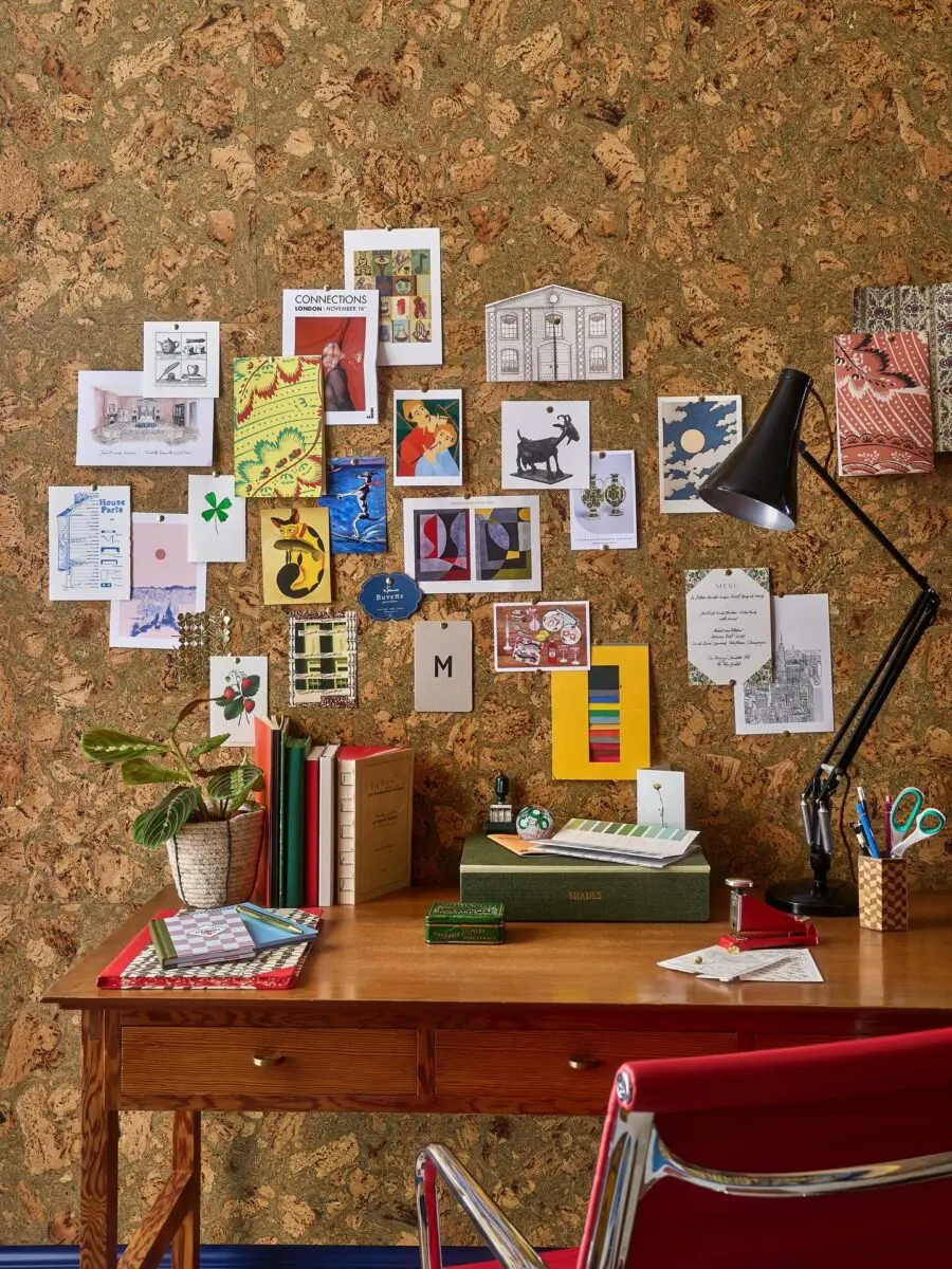 Charming wall gallery for creative study space
