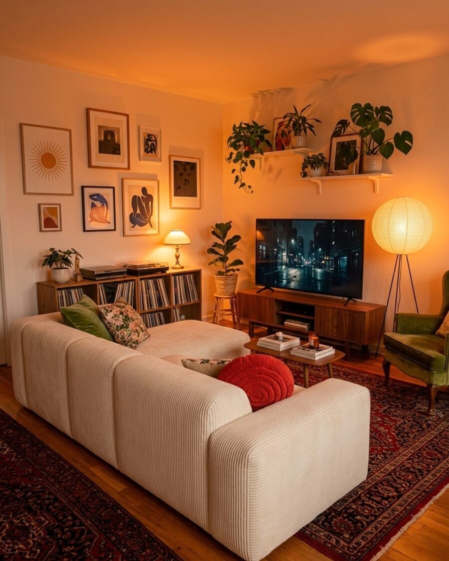 Chic and cozy living area with stylish decor
